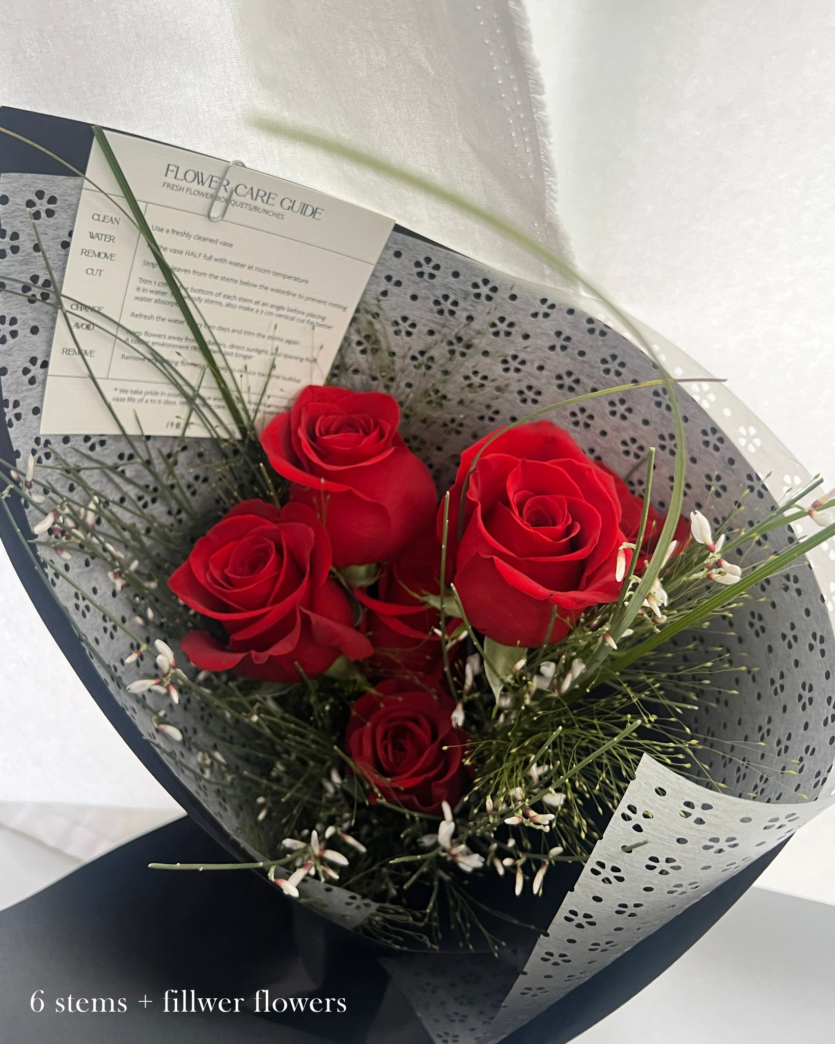 Red Rose Handtied︱White Paper Wrap