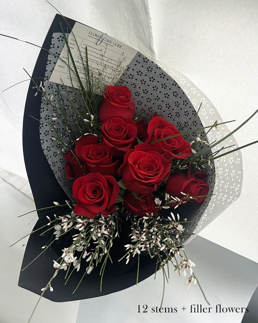 Red Rose Handtied︱White Paper Wrap